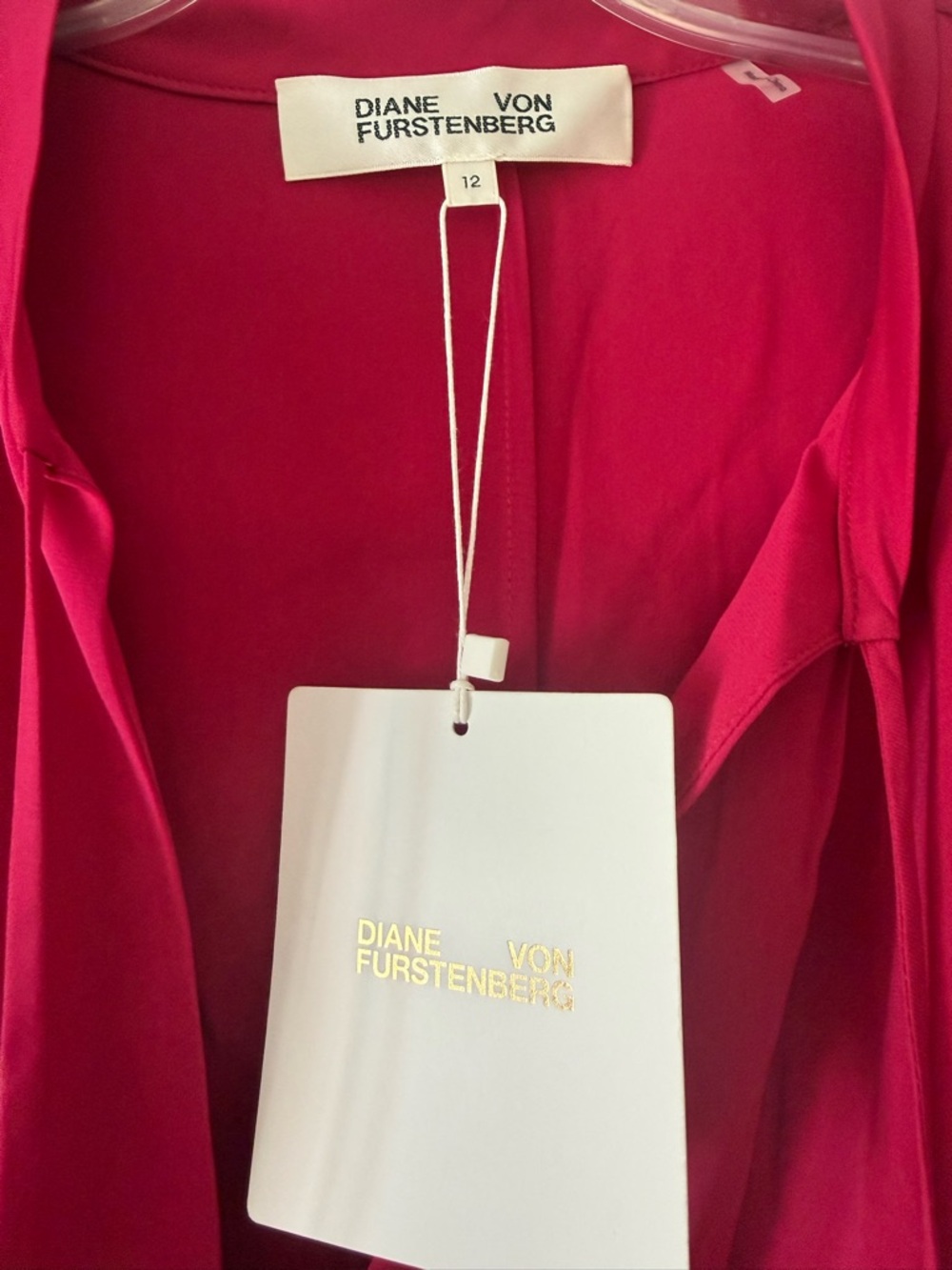 Diane Von Furstenberg Silk Jessica magenta dress NWT $368 Retail. Size 12 - Picture 9 of 10